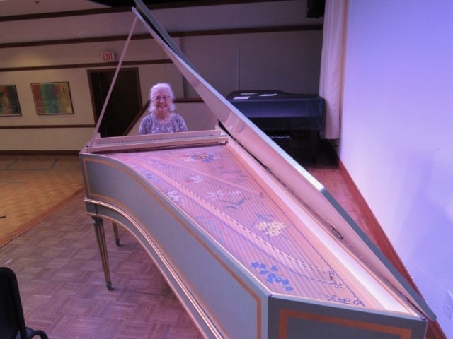 Marian with her harpsichord 