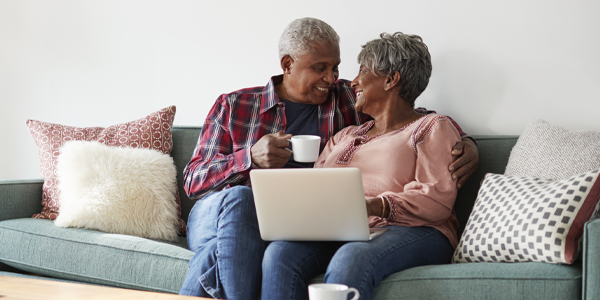 Couple researching lifecare