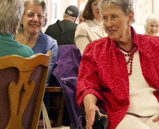 Woman having a conversation together