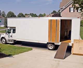 moving truck and boxes