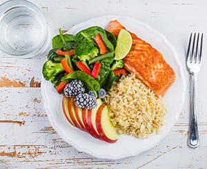 Dinner plate showing a healthy variety of foods