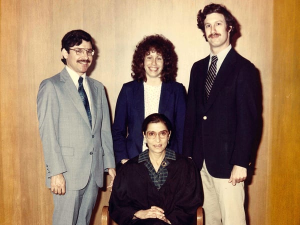 Ruth Bader Ginsburg with clerks in 1980
