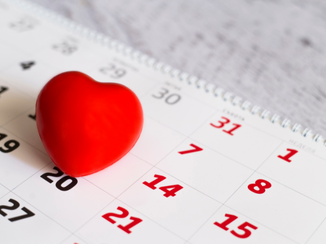 heart shape on calendar 