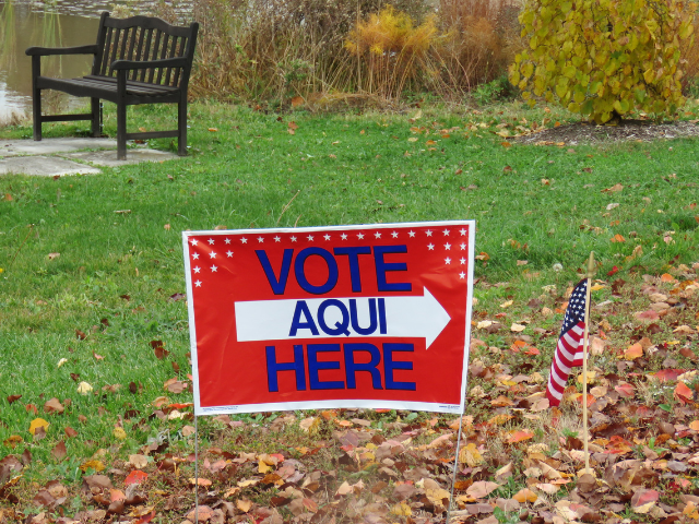 Vote here sign 