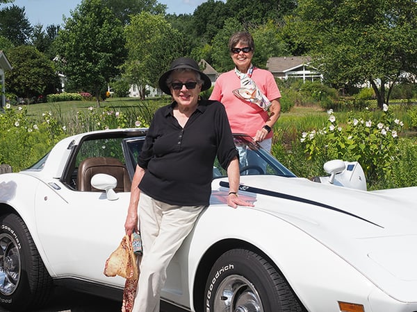 Two women with car - travel