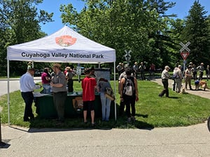 Cuyahoga Valley National Park tent and volunteers