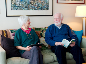 Woman reading a captivating book about older adults